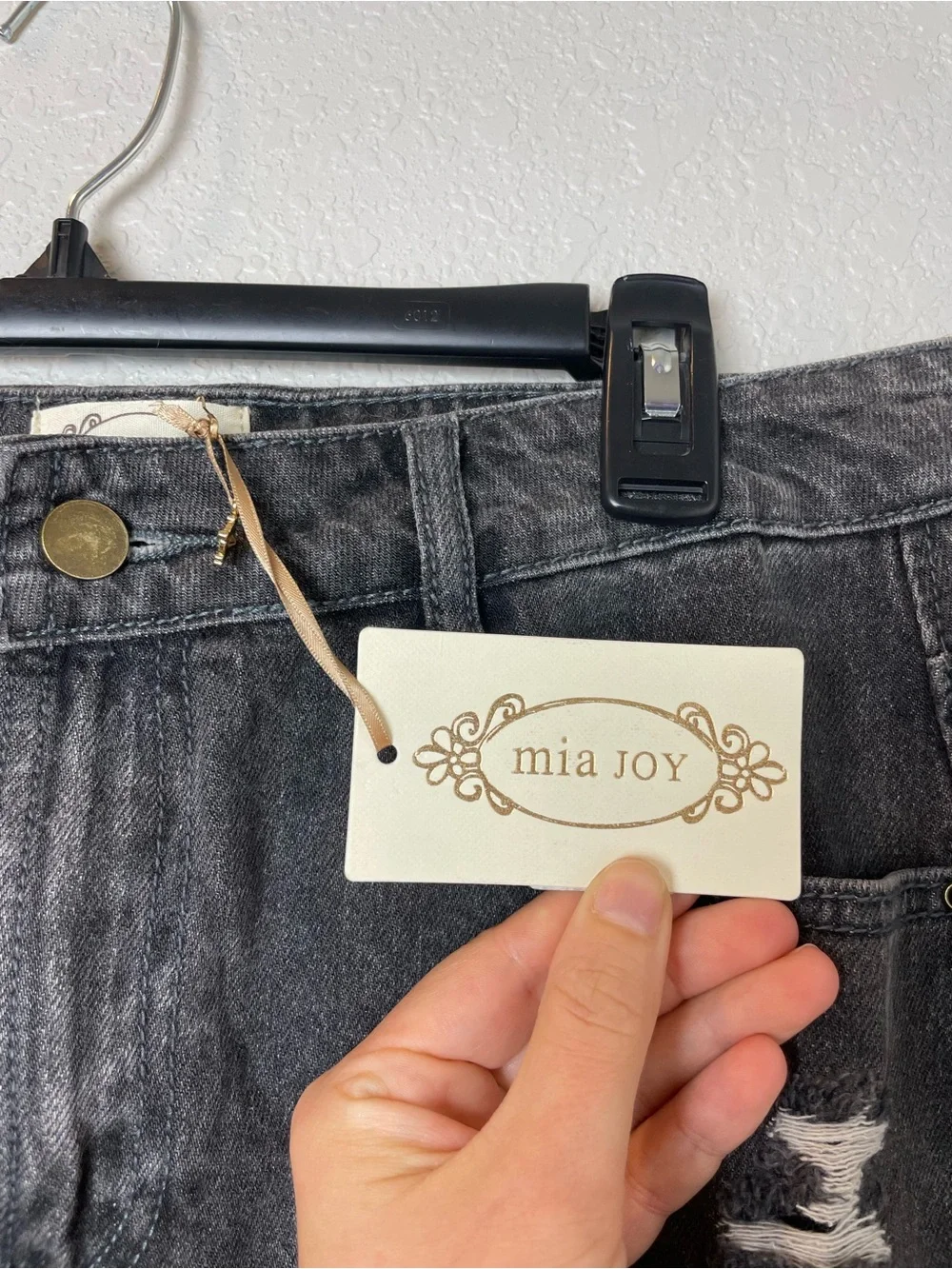 BNWT! Joyfolie Washed Black Distressed Denim Mini Skirt Size 31